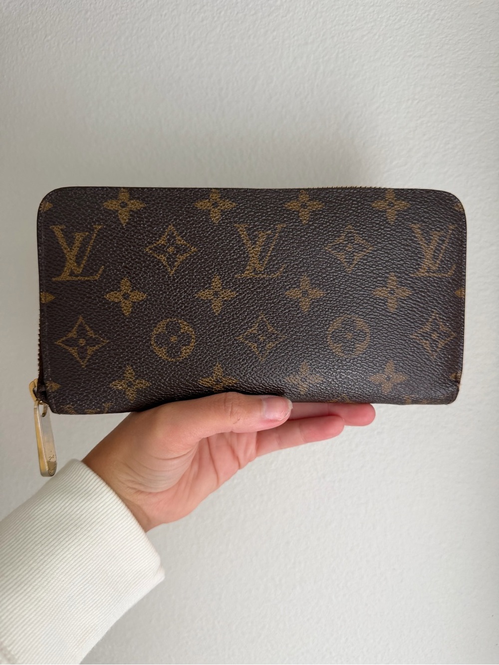 Louis Vuitton Monogram Zip Wallet in Brown and Gold-Tone